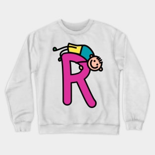 Letter R for Boys alphabet Kids Colorful Cartoon Character Crewneck Sweatshirt